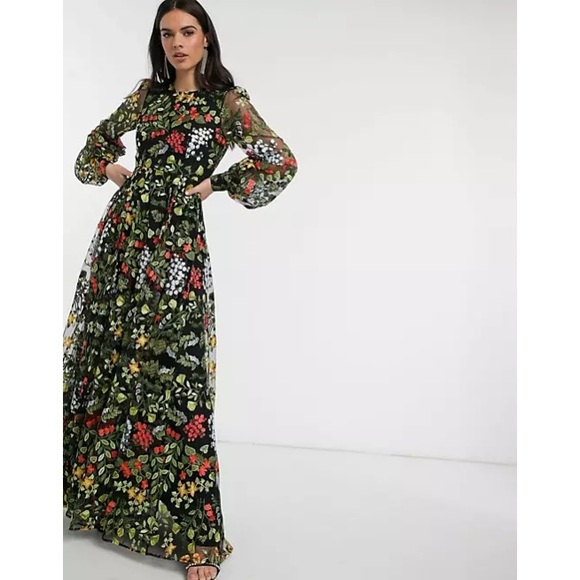ASOS | Dresses | New Asos Summer Floral Embroidered Maxi Dress With Open  Back | Poshmark